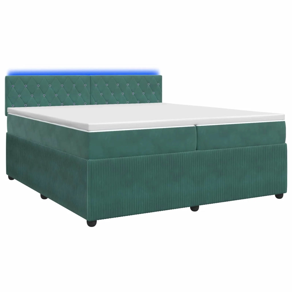 Letto box spring con materasso Verde Scuro 200 x 200 cm Velluto 3453206