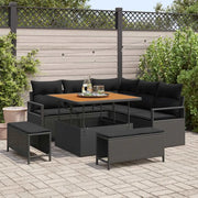 Set Divano da Giardino con cuscino 8 pcs Nero polyrattan 3362514