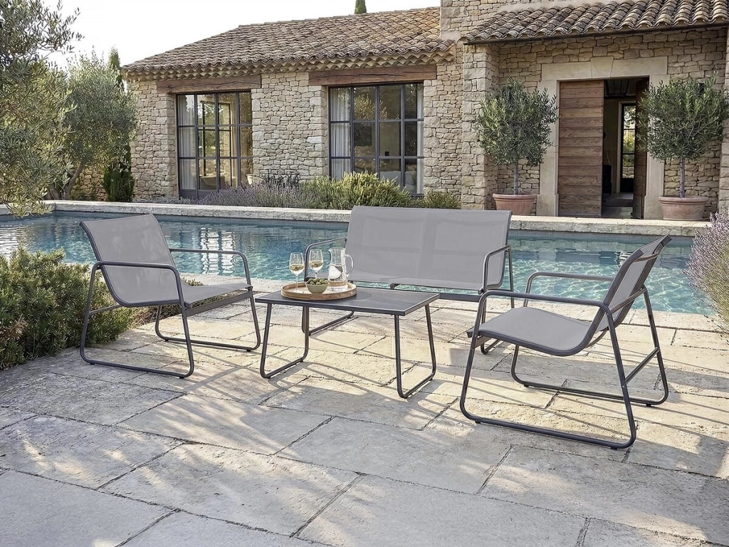 Set di mobili da giardino in metallo "Fortaleza" - 4 posti - Grigio chiaro