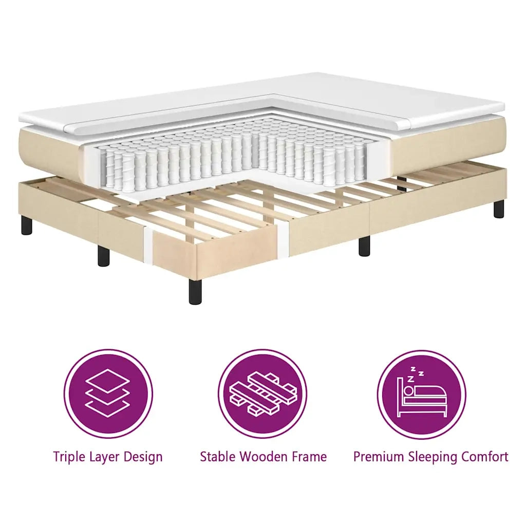 Letto a molle con materasso Crema 180 x 200 cm Tessuto 3340043
