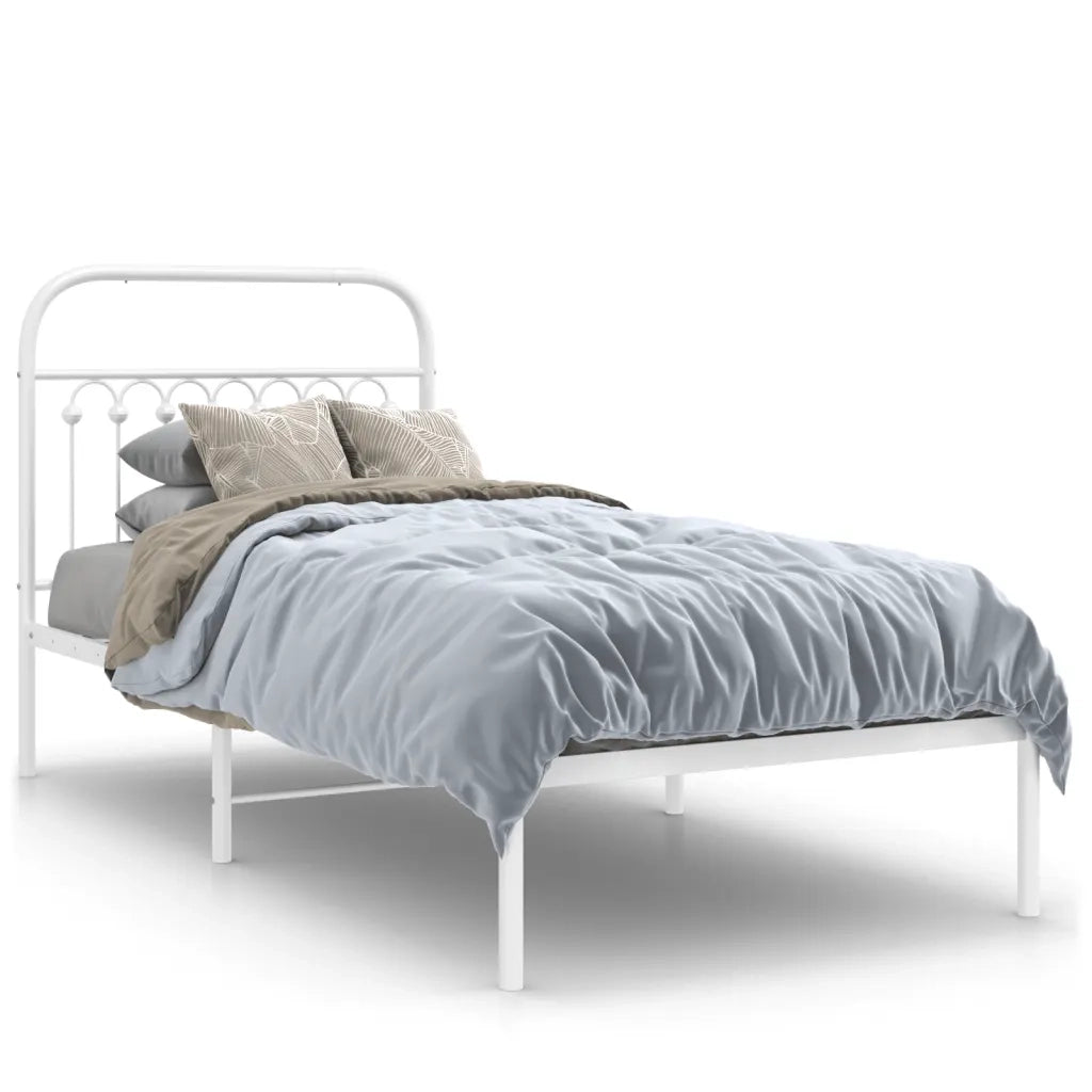 Giroletto con Testiera Metallo Bianco 90x190 cm 376641