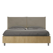 BS COM Letto matrimoniale con rete 160x190 Quercia cuscini similpelle cappuccino