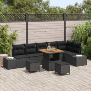 Set Divano da Giardino con cuscino 9 pcs Nero Poly Rattan 3364749