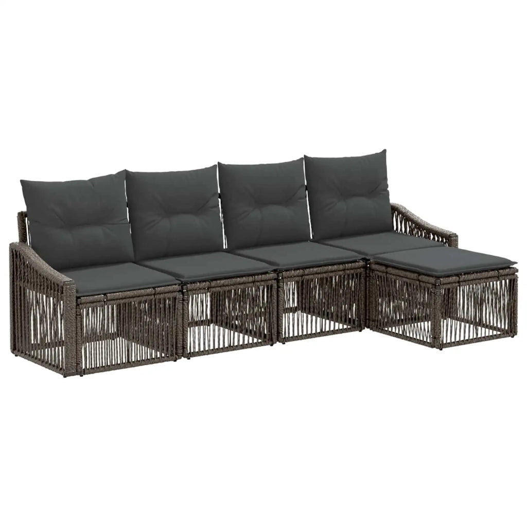 Set Divano da Giardino 5 pz Grigio polyrattan 3435992