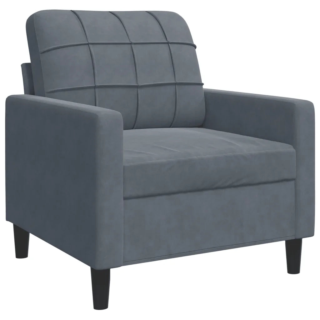 Set di Divani 3 pz con Cuscini e Rinforzi Grigio Scuro Velluto 3278452