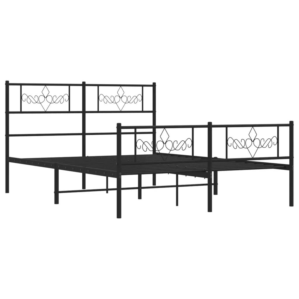 Letto matrimoniale | Letto per adulti | Giroletto senza Materaso con Pediera in Metallo Nero 160x200 cm