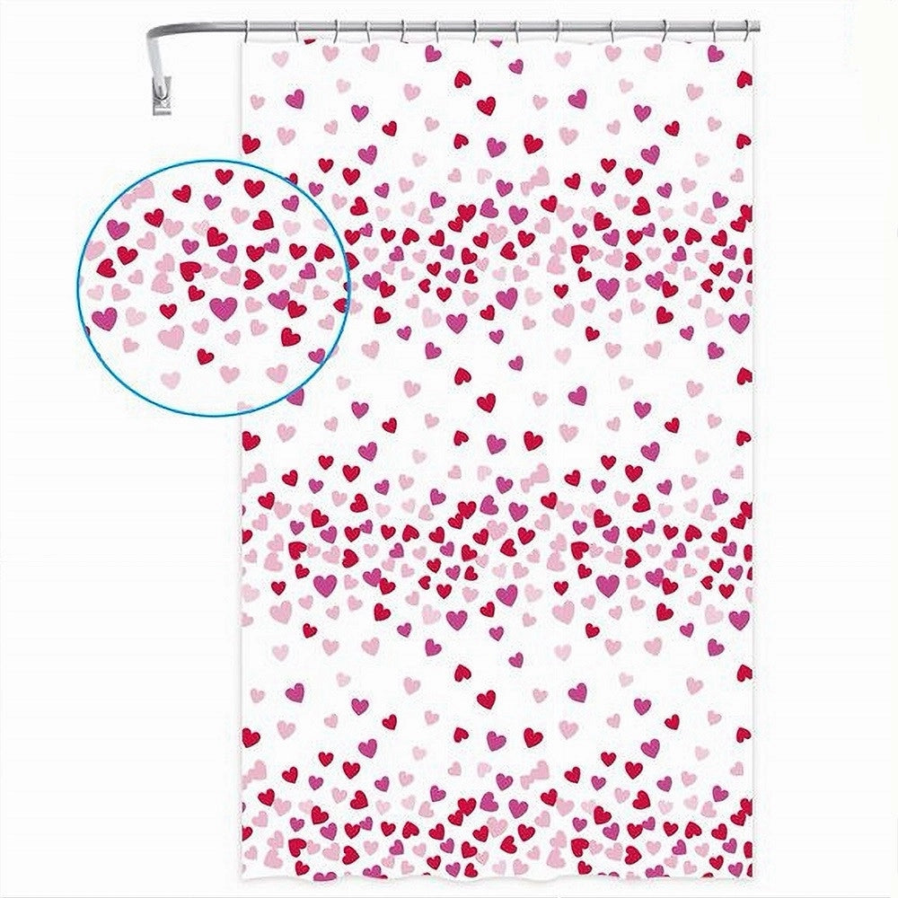 Trade Shop - Tenda Doccia Vasca Bagno 12 Ganci Impermeabile Cuori Rossi Rosa 240x200cm 87562 -
