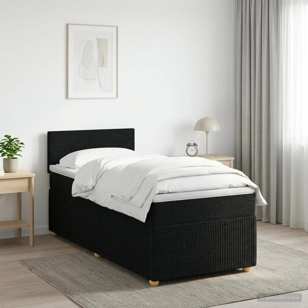 Letto box spring con materasso Nero 90 x 200 cm Tessuto 3451379
