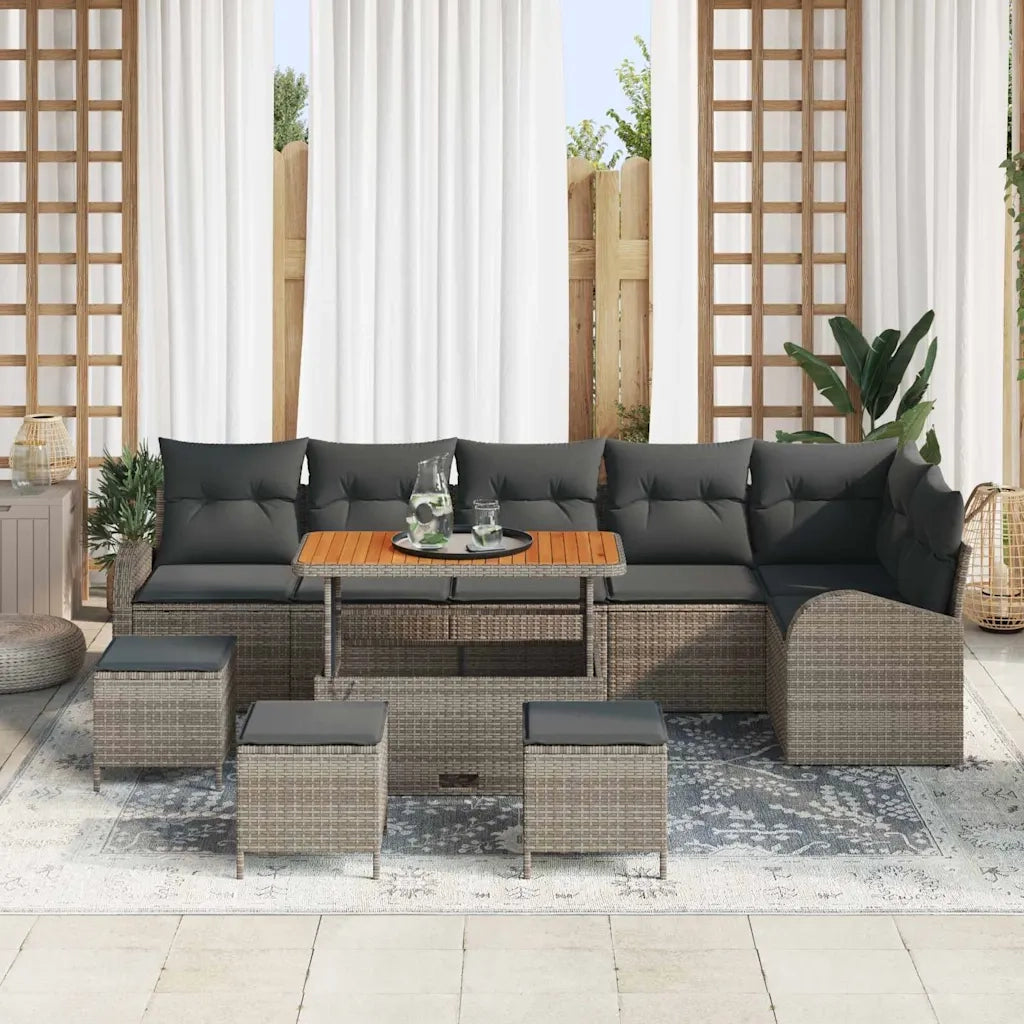 Set Divano da Giardino con cuscino 10 pcs Grigio polyrattan 3362423