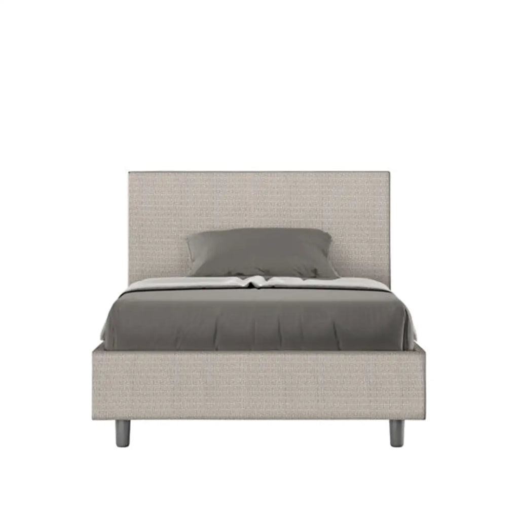 Letto una piazza e mezza con rete imbottito 120x190 tessuto Labirinto 1 bianco Adele