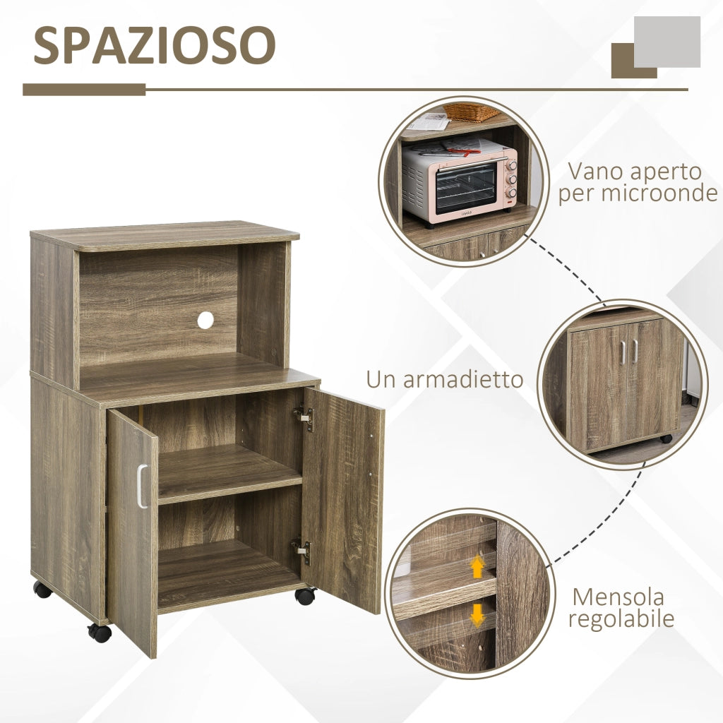 Armadio Multiuso con Ruote e Ripiano ¨C zephmum ¨C Grigio 60.4x40.3x97cm