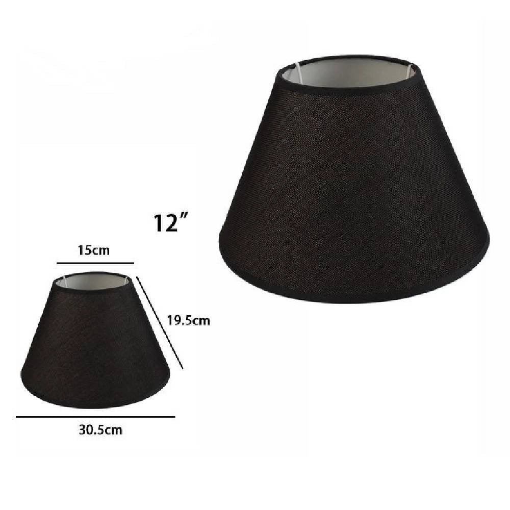 Trade Shop - Paralume Conico Cilindro Classico Ricambio Per Lampada E Applique In Tessuto Tnt - Nero   -12"   -