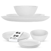 Set di stoviglie KADAX composto da 6 piatti, colore bianco.