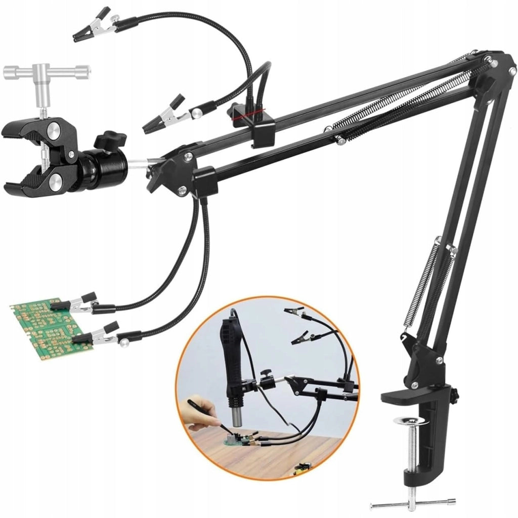Supporto Universale con 4 Bracci Flessibili e Morsetti – Precisione e Stabilità | Ideale per Elettronica e Modellismo