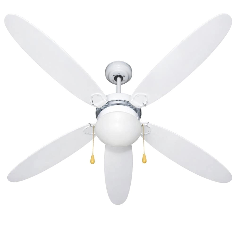 Ventilatore a soffitto di varie colorazioni con luce zephir 5 pale in legno, 3 velocità *** colore bianco, confezione 1
