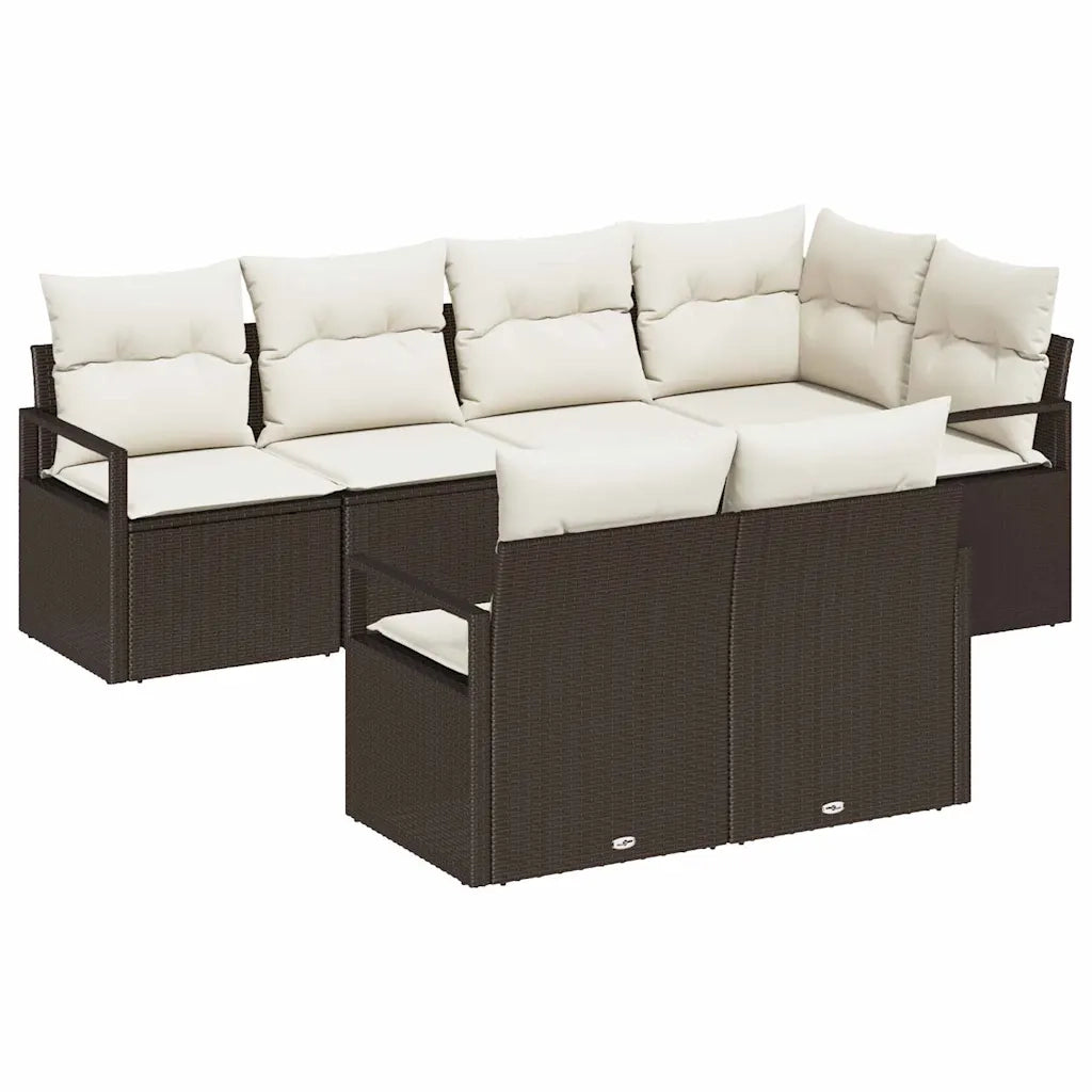 Set Divano da Giardino 7 pcs Marrone e bianco polyrattan 3355087
