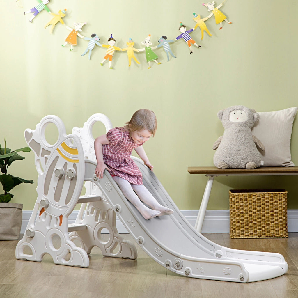 Scivolo per bambini con adesivi ¨C zephmum ¨C grigio, design razzo, 157x46.5x80 cm