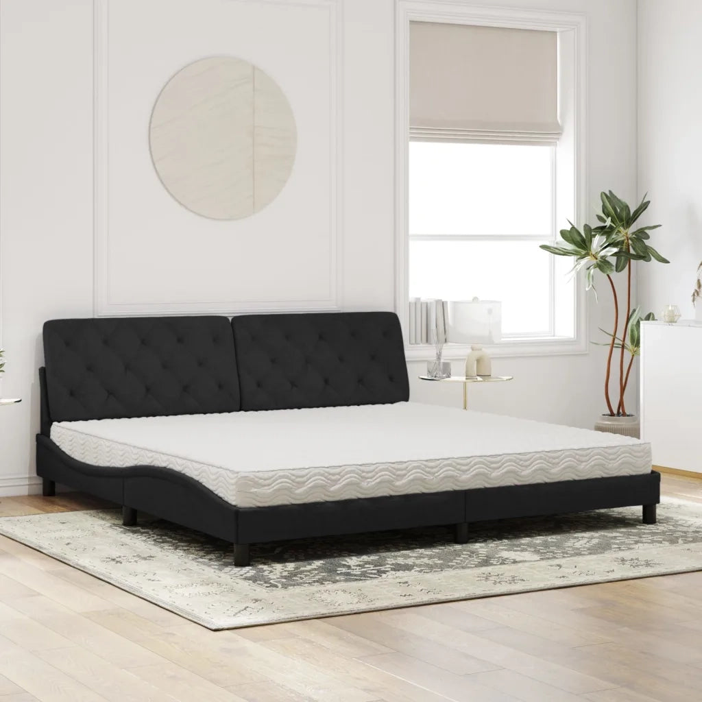 Letto con Materasso Nero 200x200 cm in Velluto