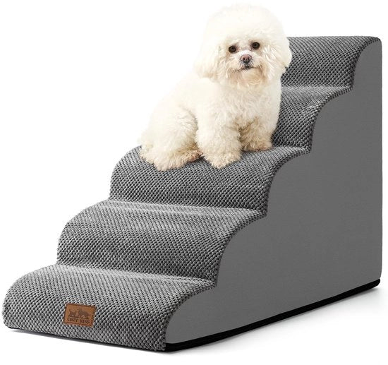 Trappola per cani per piccoli cani 57 cm, Trappola per cani per lettori di alto livello realizzata con spugna di alta qualità, Trappola per cani con fodera lavabile e pavimento antiscivolo, 40x84x57 cm, 5 gradini, Grigio