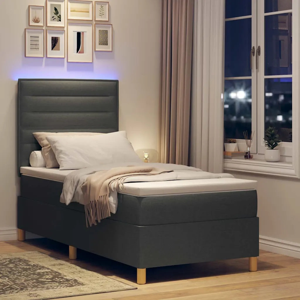Letto a Sorgente LED Grigio scuro 80 x 200 cm Tessuto