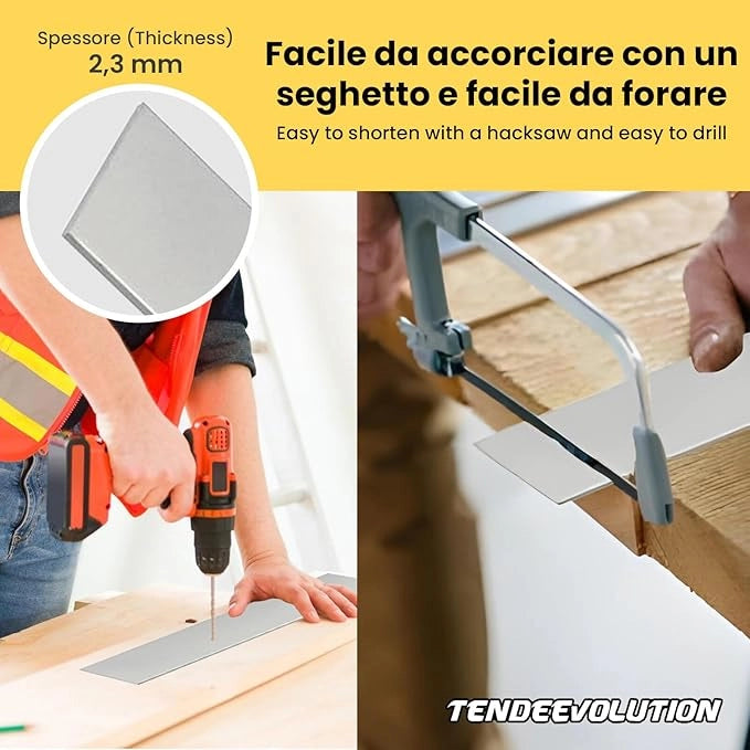 Peso Piatto in Alluminio Alluminio Grezzo per Tende - Lunghezza barra 100cm, 3cm Largo, 2mm Spessore - Profilo per Binari, Strip LED, Teloni