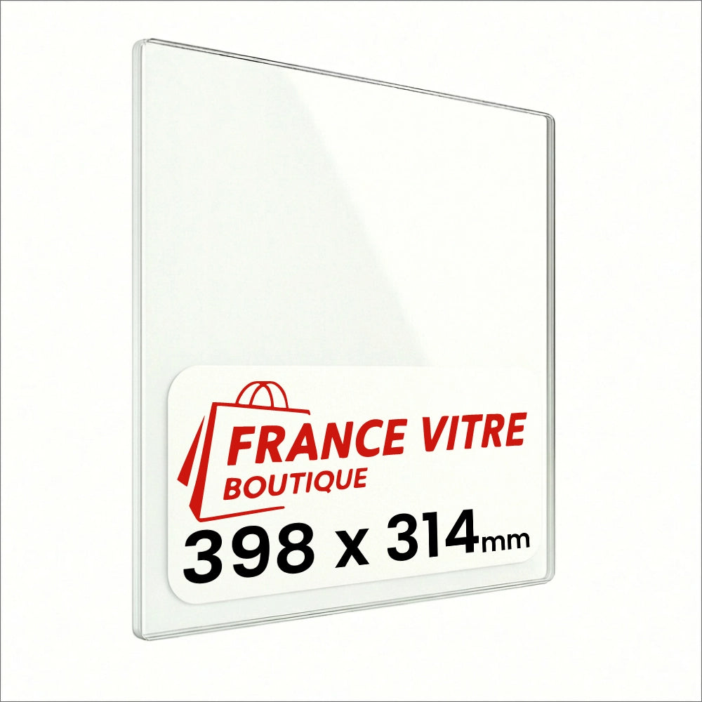 398 x 314 x 4 mm - Vetro per stufa a legna - vetro camino di ricambio - vetro per caminetto resistente al fuoco - France Vitre