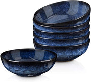 Piatti da Dessert in Ceramica Vintage Look Blu Celeste 6 Pezzi - Servizio per Riso 940 ml
