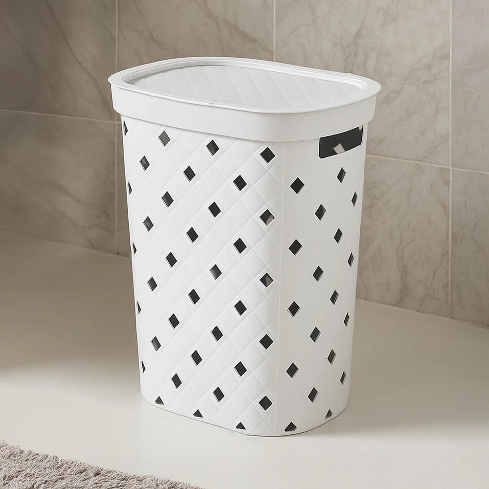 Portabiancheria bianco 55 litri in plastica resistente – Fiber