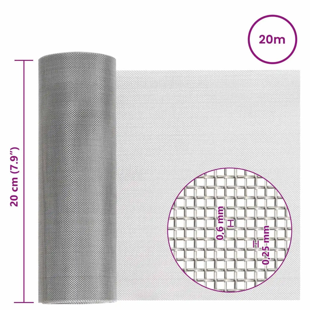 Rete per schermatura 20 x 2000 cm 30 Mesh Argento 42039547