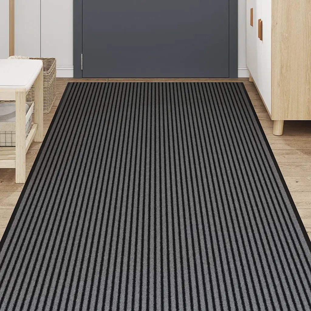 Zerbino a Strisce Nere e Grigie 115x400 cm 4105599