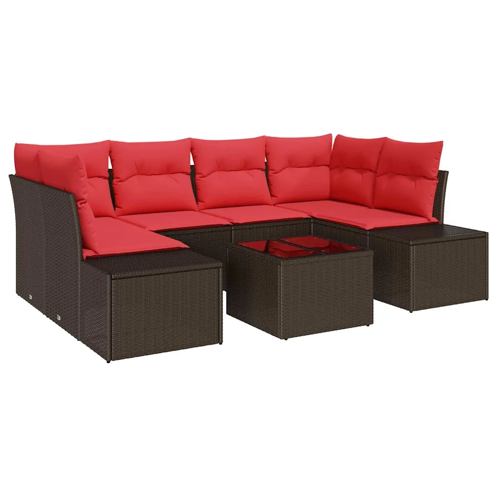 Set Divano da Giardino con cuscino 7 pcs Marrone polyrattan 3346964