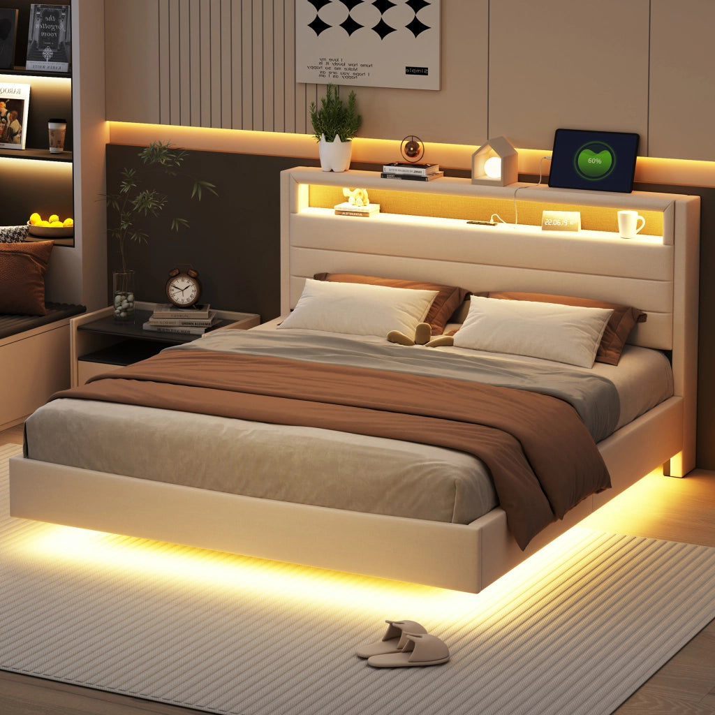letto imbottito lino beige 160 x 200 cm