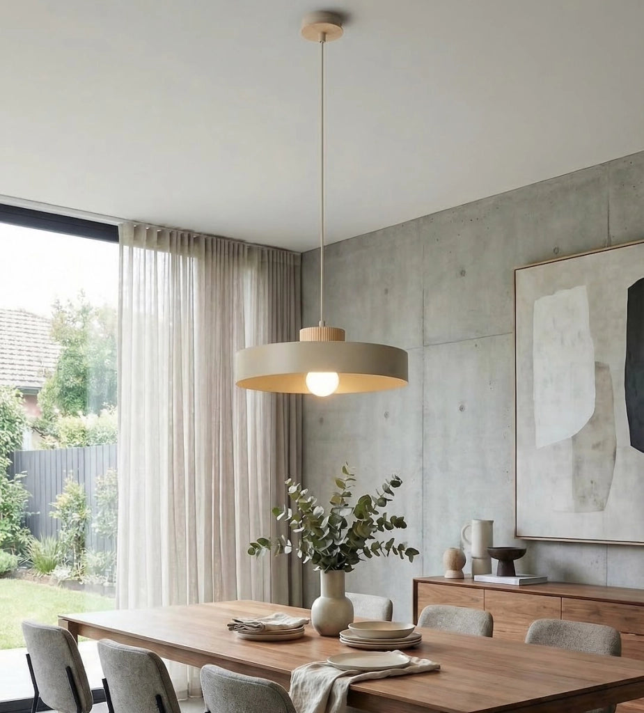 Lampada sospesa KIVI Japandi beige, legno, 1xE27