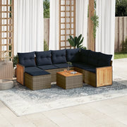 Set Divani da Giardino 8 pz con Cuscini Grigio in Polyrattan 3227895