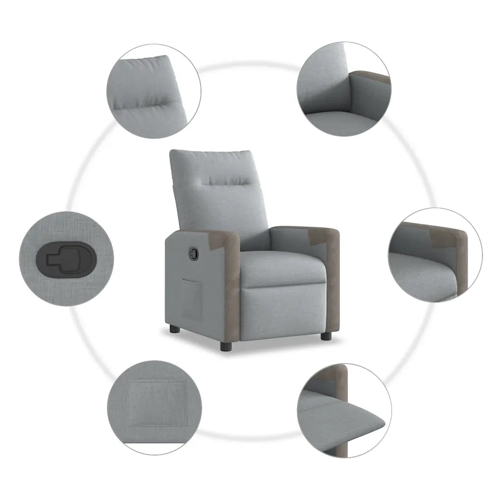 Poltrona Reclinabile in Tessuto Grigio Chiaro 4104839