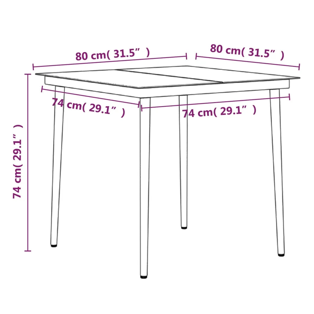 Set da Pranzo da Giardino 3 pz con Cuscini Grigio e Nero 3099371