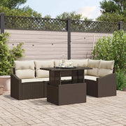 Set Divano da Giardino con cuscino 6 pcs Marrone e Crema 3357741