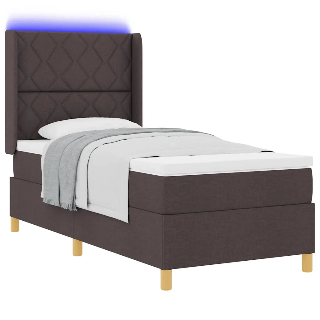 Letto a molle con materasso Marrone 140 x 200 cm Tessuto
