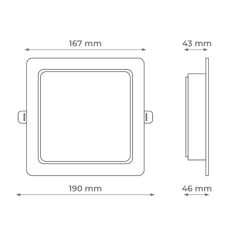 Plafoniera LED bagno 18W 2in1 quadrata nera IP54 DPM