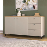 Madia Unit Cashmere con 2 Ante, 3 Cassetti Cannettati e Top Rovere