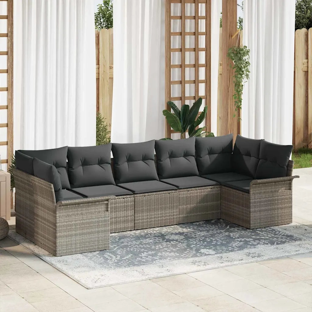 Set Divano da Giardino 7 pcs Grigio chiaro Poly Rattan 3345512