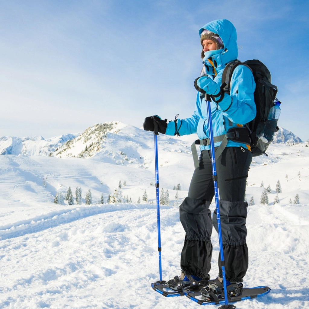 Bastoncini da trekking e borsa per trasporto per uomini telaio in alluminio, Set di racchette da neve con sistema 78 cm Blu navy