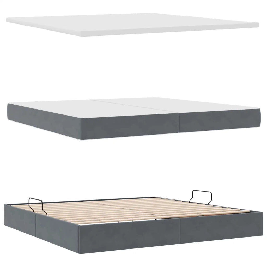 Letto con contenitore e materasso Grigio scuro 200 x 200 cm 3371992