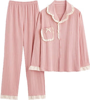 Pyjama da donna con collo dolce e maniche lunghe, stile primaverile e autunnale, taglia M