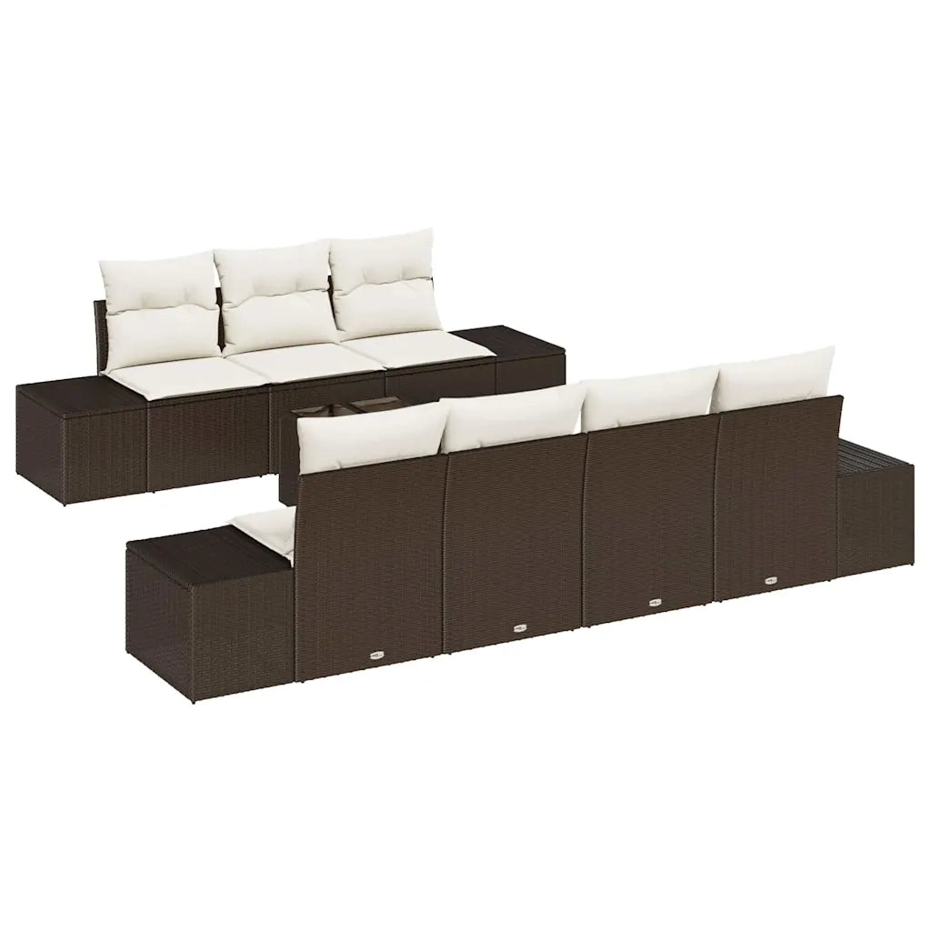Set Divano da Giardino 8 pcs Marrone e Crema polyrattan 3355637