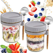Set di Overnight Oats in Bicchiere di Mason con Muesli e Avena