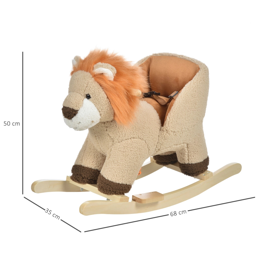 Dondolo Leone Giocattolo per Bambini ¨C Minimal ¨C Legno e Peluche