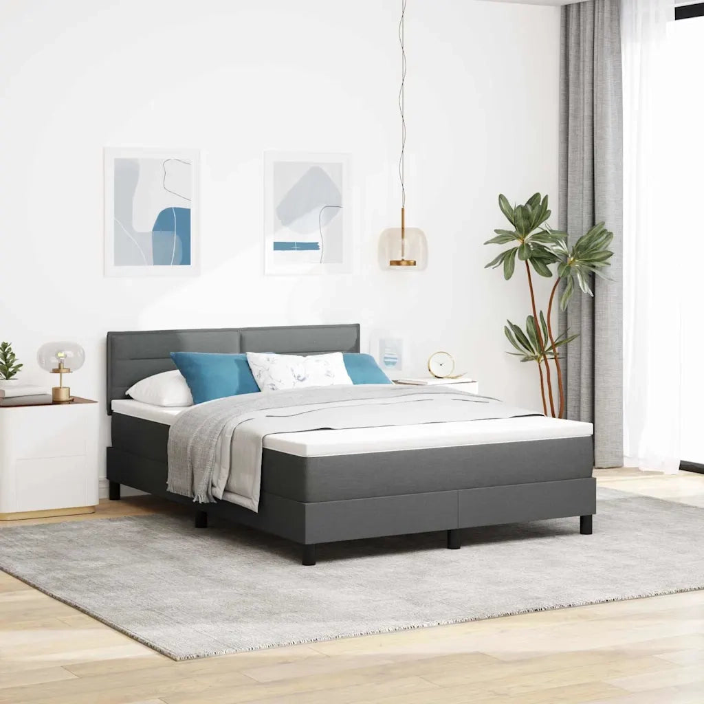 Letto a molle con materasso Grigio scuro 160 x 200 cm Tessuto