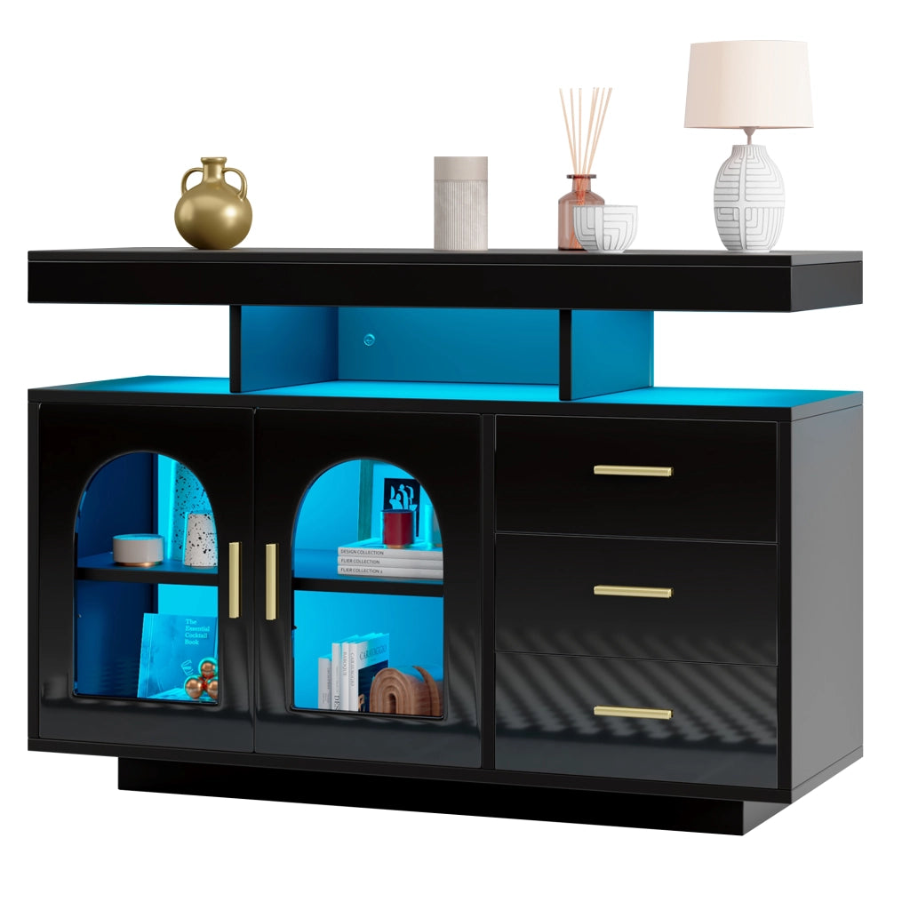 Sideboard LED con luci a 16 colori - Zephmum-120 cm-Nero