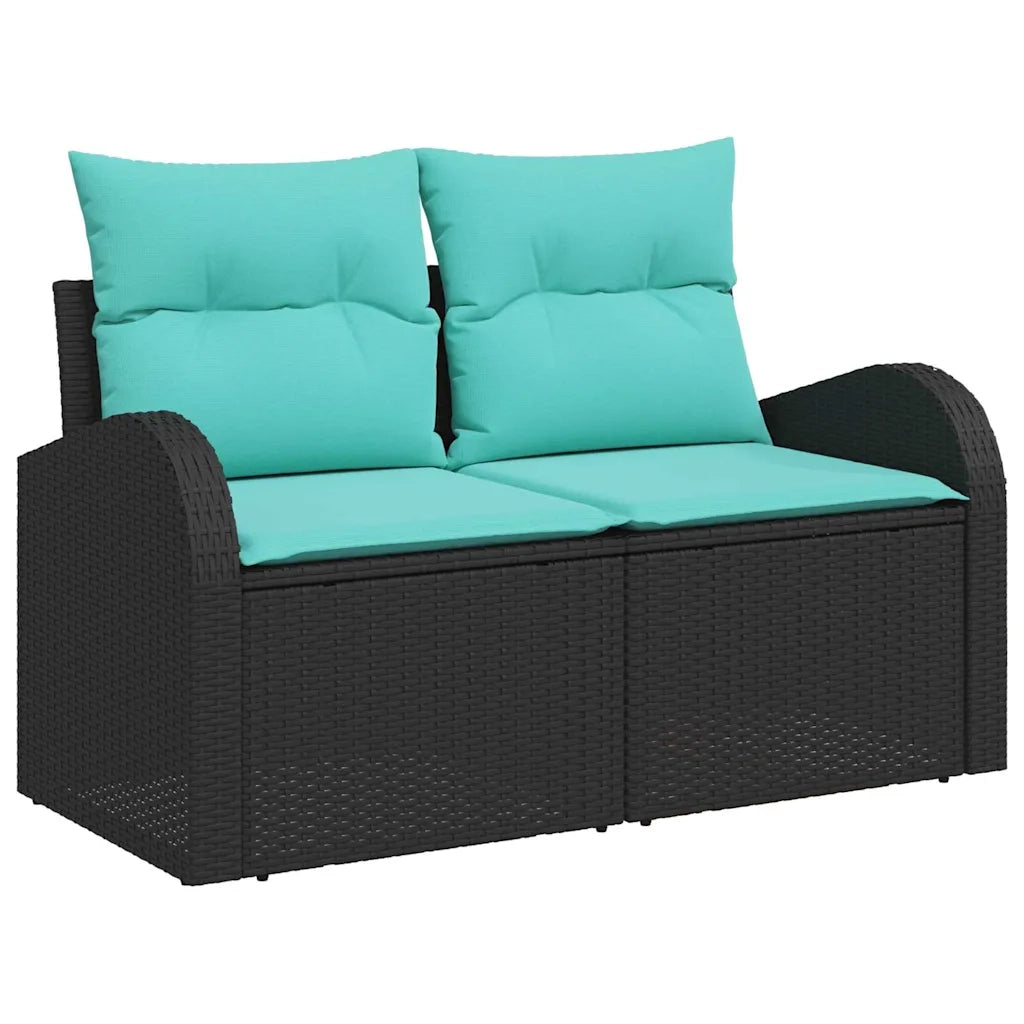 Set Divano da Giardino con cuscino 7 pcs Nero e Turchese 3357319